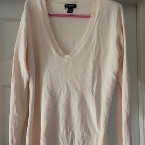 New York & Company Light Pink Knit V-Neck Sweater